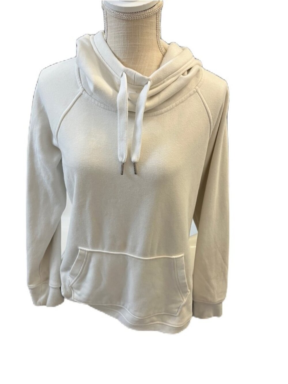 Women's Cream Cowl Neck Pullover Hoodie